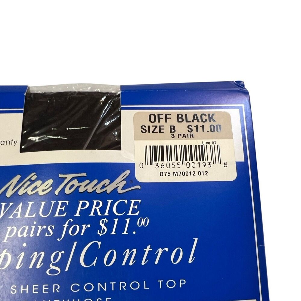 VTG Nice Touch Shaping Control Lycra Sheer Pantyhose Womens B Off  Black 3 Pairs - Picture 4 of 7
